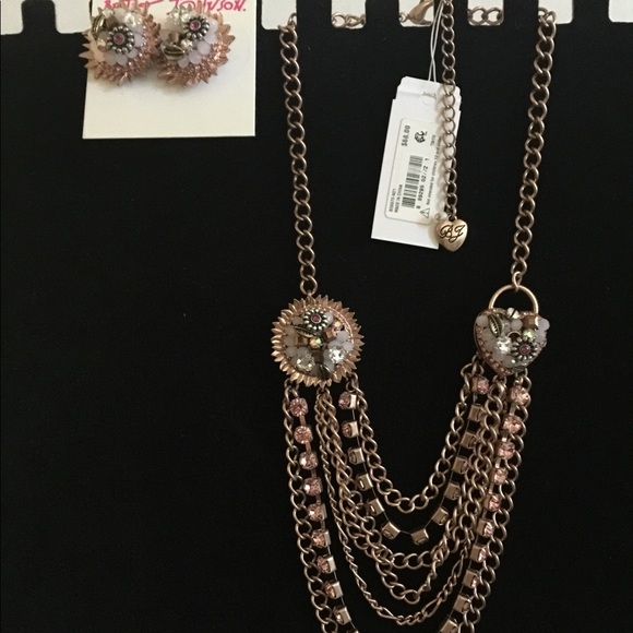 Betsey Johnson Rose Gold-Tone Necklace & Earrings - Picture 1 of 5